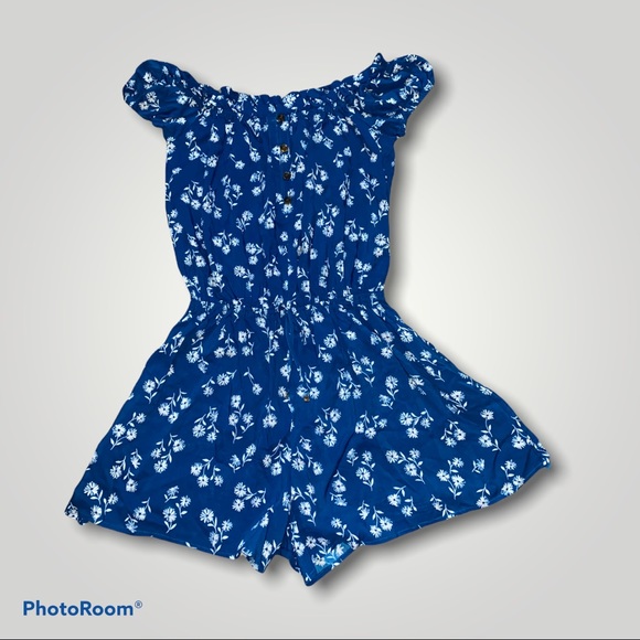 🆕Kate Spade Blue Floral Off The Shoulder Romper - Picture 4 of 11